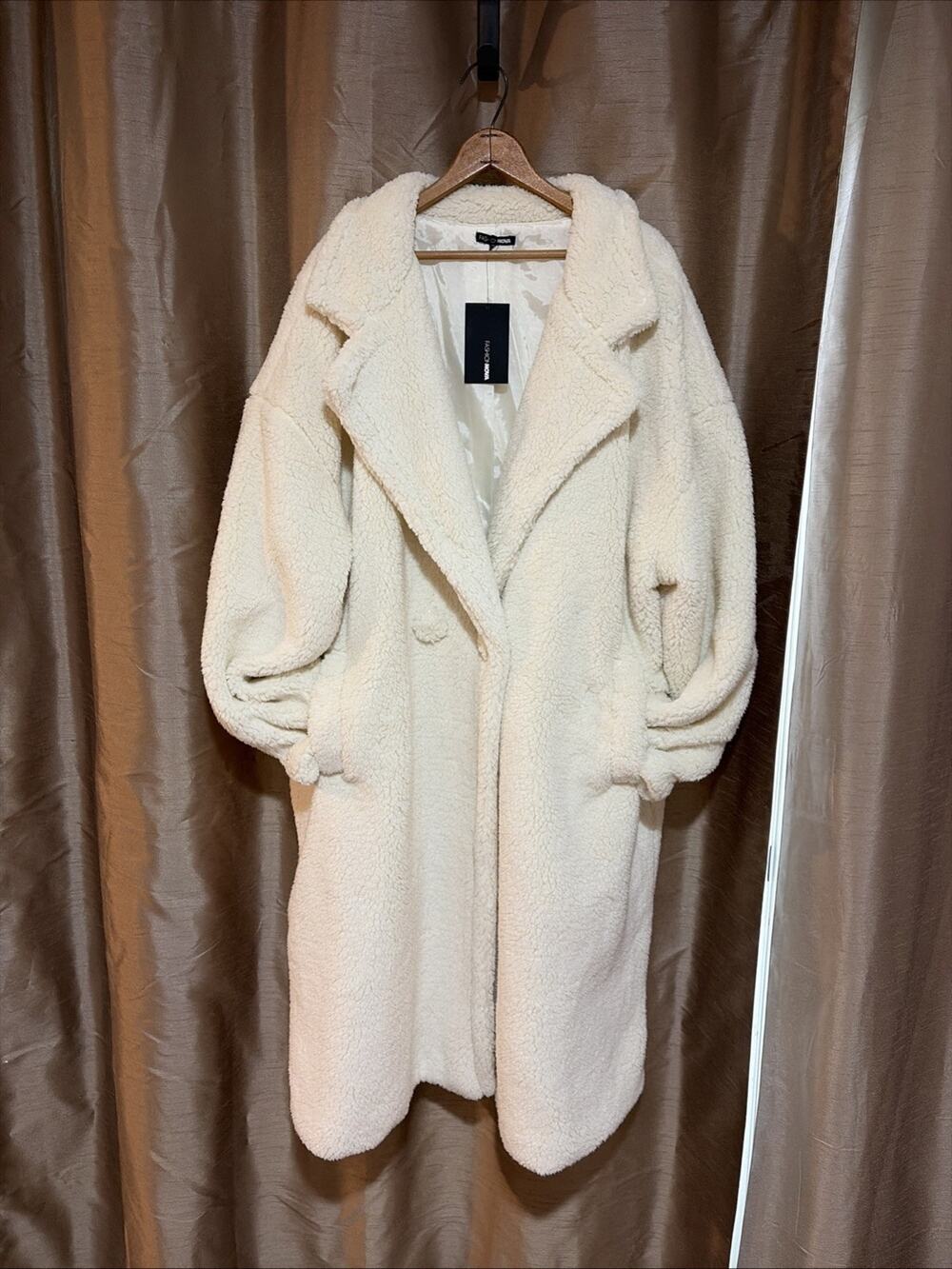 Fashion Nova Womens Ivory Cover Girl Teddy Coat Size 3X NEW w/ TAG